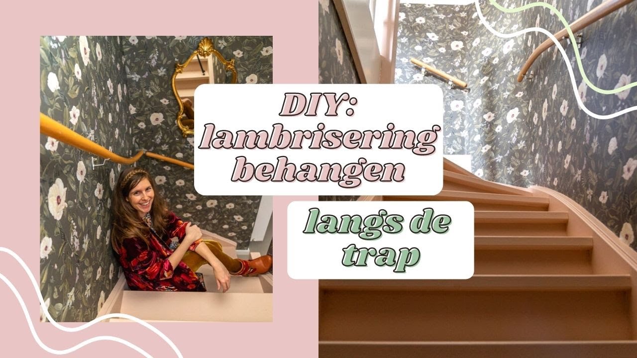 DIY: lambrisering behangen langs de trap | vliesbehang met patroon