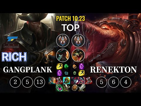 DYN Rich Gangplank vs Renekton Top - KR Patch 10.23