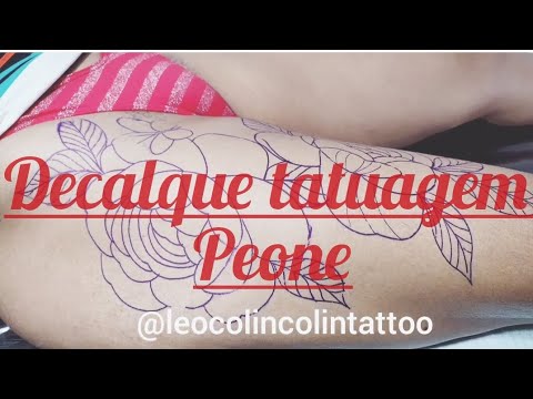 Decalque tatuagem Peone tatuagem floral Leo Colin Colin Tattoo