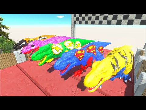5 Tyrannosaurus Rex Superhero Hunting Found Jurassic world evolution 2 Dino Speed Race Championship