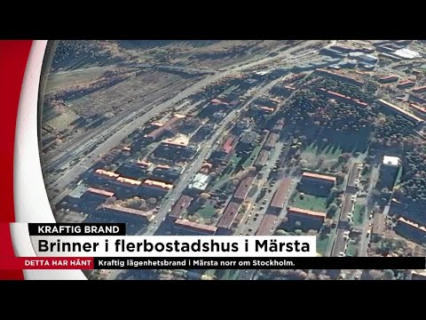 Kraftig brand i sjuvåningshus - Nyheterna (TV4)