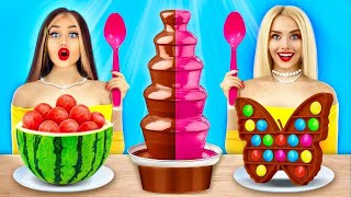 Schoko-Fondue Challenge! | Lustige Schokolade VS Echtes Essen für 24 Stunden von RATATA BOOM