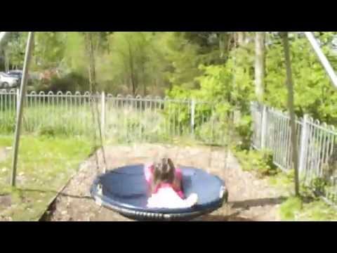 Caitlin O'Donnell on the big swing at Palacerigg Country Park in Cumbernauld