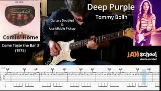 Deep Purple Comin' Home Guitar Solo with TAB (Tommy Bolin)