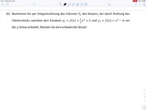 Übungsblatt5 Aufgabe h - Integration Rotationsvolumen