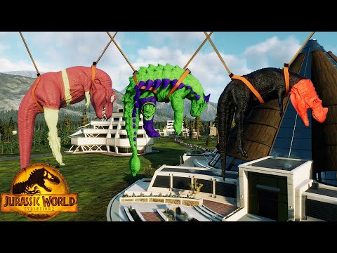 Jurassic World Evolution 2 T Rex Colors vs Ceratosaurus vs Ankylosaurus Dinosaurs Fighting