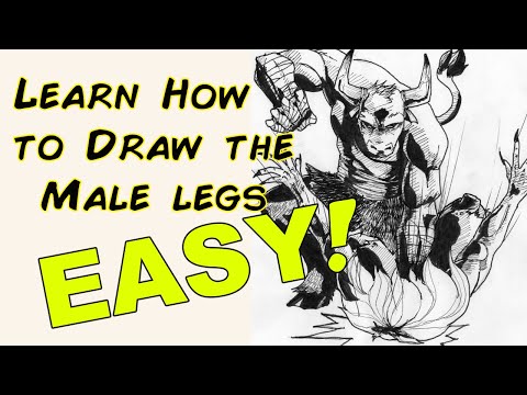 Learn how to draw the legs connected to the lower male torso.