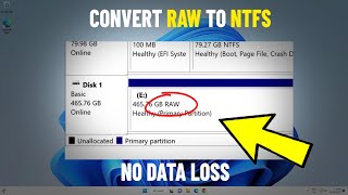 Convert RAW to NTFS Without Formatting in Windows 11/10/8/7 | Change raw to ntfs With No Data Loss ✅