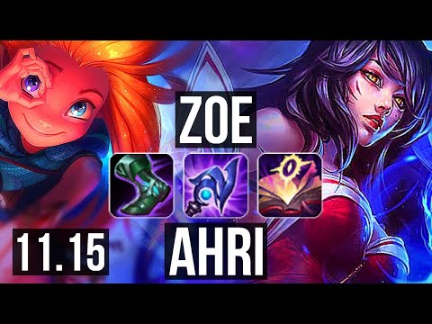 ZOE vs AHRI (MID) | 9/0/6, Legendary, 300+ games | BR Master | v11.15