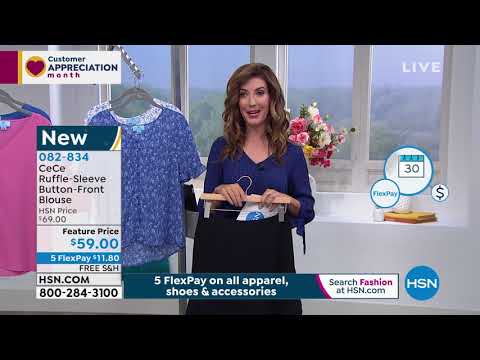 CeCe RuffleSleeve ButtonFront Blouse