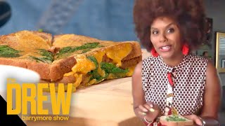 Tabitha Brown Shows Drew How to Make Her Vegan Spinach Grilled Cheese