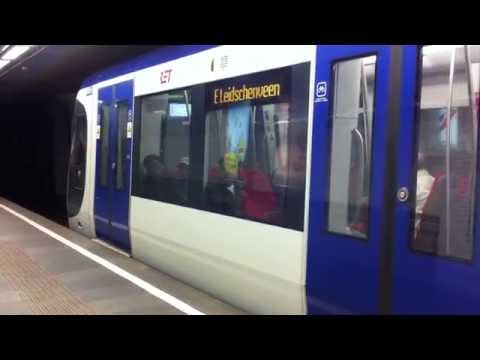 RET Metro RSG3 aankomst Leuvehaven Rotterdam op lijn E tot Leidschenveen!