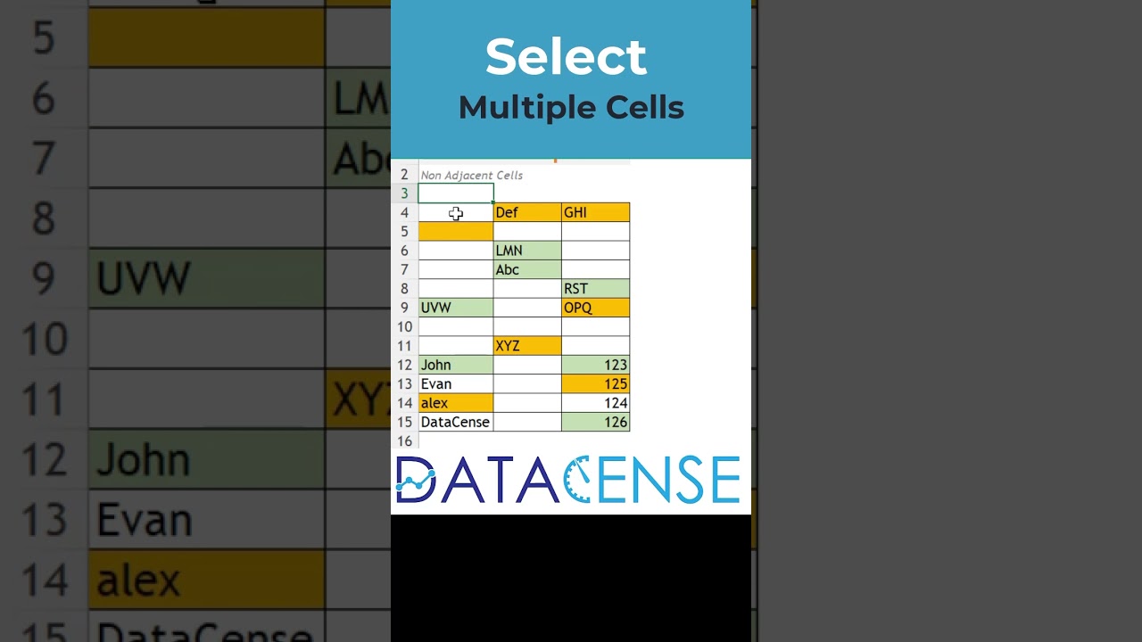 Select multiple non adjacent cells #excel #microsoftexcel