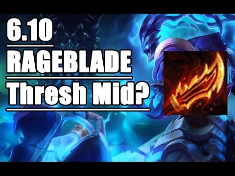 6.10 RAGEBLADE On-Hit Thresh Mid Full Game Commentary - League of Legends