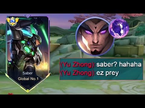SABER VS GLOBAL YU ZHONG TRASHTALKER IN SOLO RANKED GAME!! (he destroyed me)