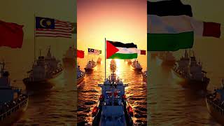 Download lagu 3D ships convoy sails with unity 🌊🚢 Palestine flag shines bright 🇵🇸 #Palestine #Unity#trending#facts mp3