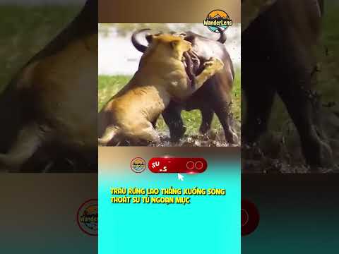 TRÂU RỪNG LAO THẲNG XUỐNG SÔNG THOÁT SƯ TỬ NGOẠN MỤC #ongkinhlangthang #wanderlens #oklt #shorts