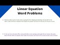 Linear Equation Word Problems - Algebra 1