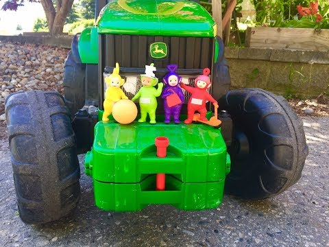 RIDING BIG GREEN TRACTOR with the Teletubbies Toys!