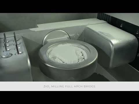 Zirconia full arch bridge milling on a 5 axis CNC machine