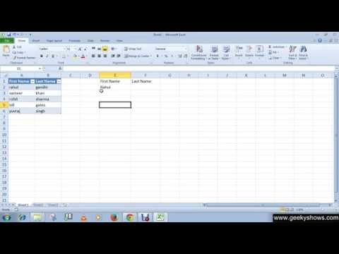 Microsoft Office Excel 2010 String Function Proper Case