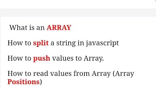 What is Array || Array Push operation | scripting SPLIT operation