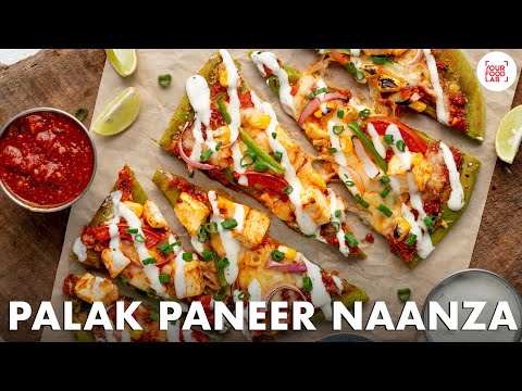 Palak Paneer Naanza | Garlic Palak Naan Pizza |...