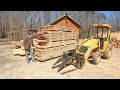 Sawing GIANT White Pine Logs for a Customer to build a Timber Frame Porch!