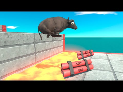 Long Jump Over TNT and Lava - Animal Revolt Battle Simulator