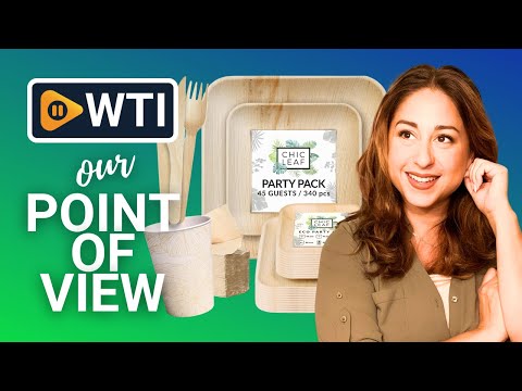 Chic Leaf Party Supplies Tableware 340 Pcs Bulk Pack for 45 Guests - 100% Biodegradable Palm Leaf Disposable Dinnerware Set - WTI product video review