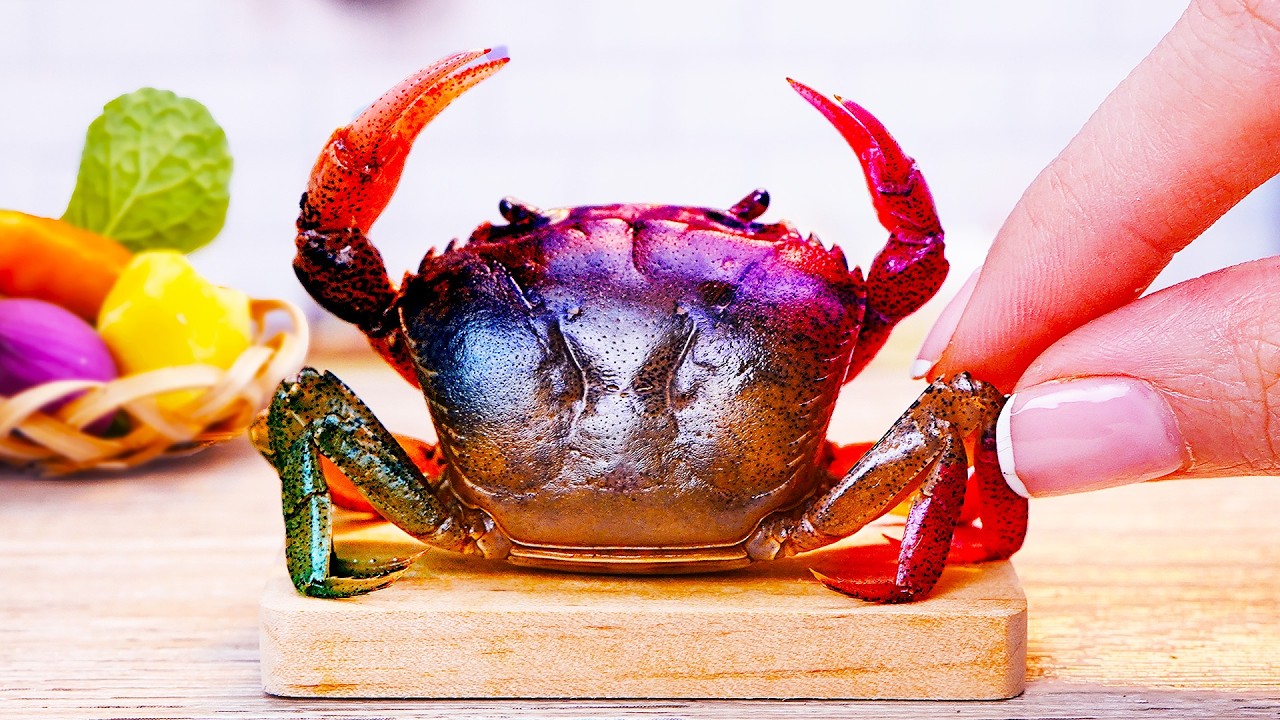 EXTREMELY SPICY! Chilli Sauce Crab 🦀🌶️🔥 | ASMR Cooking Mini Food