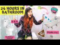 LIVING IN BATHROOM FOR 24 HOURS CHALLENGE🚽(HARD)