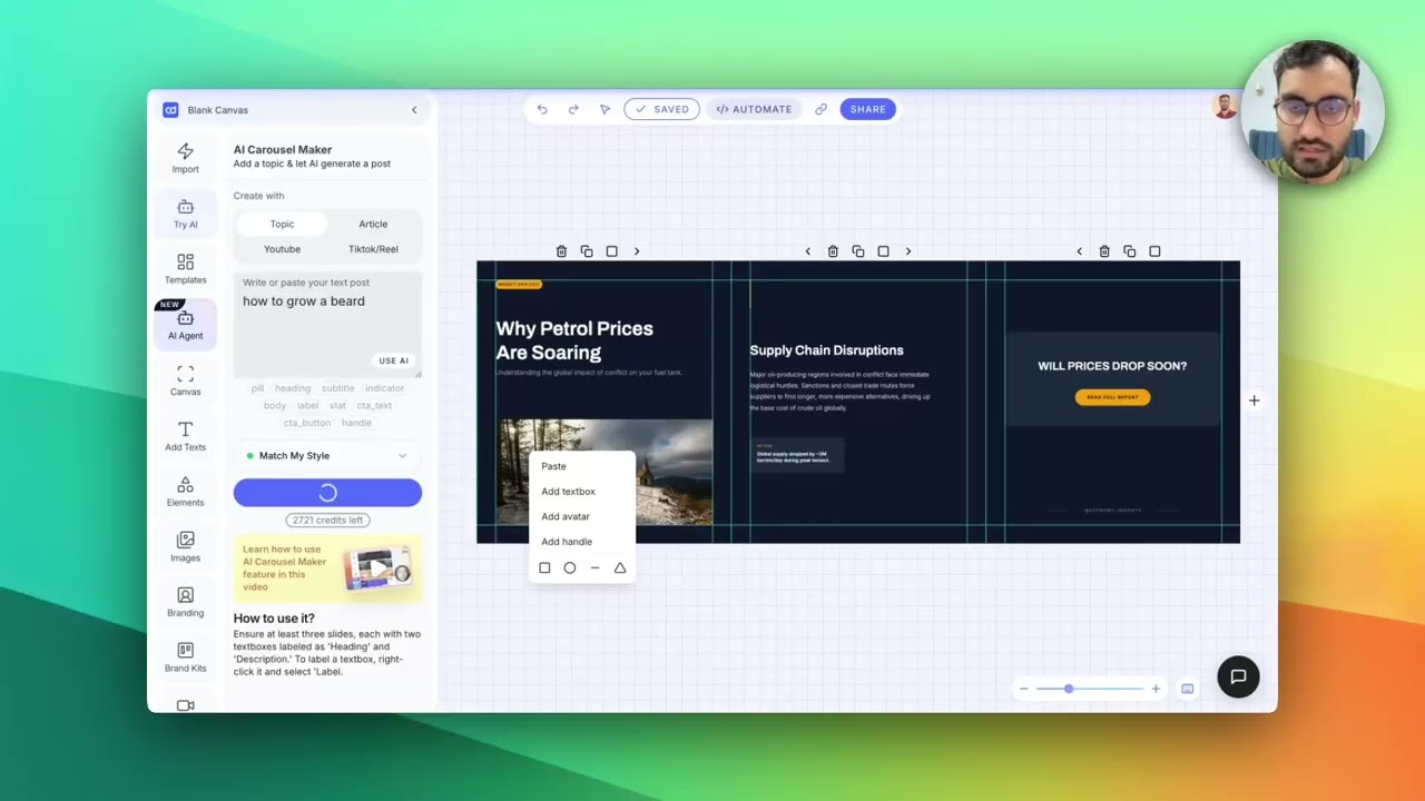 AI Instagram Carousel Generator | Contentdrips