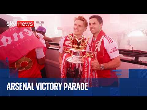 Watch the moment Arsenal's Premier League trophy parade passes Sky's correspondents