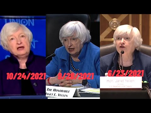 What did Janet Yellen say about inflation on 10/24/21, on 6/23/2021 and on 9/28/2021?