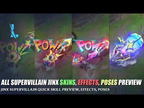 All Jinx Supervillain Skin Preview, Effects and Poses - Wild Rift