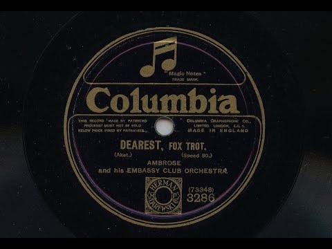 Ambrose And His Embassy Orchestra 'Dearest' Acoustic 1923 78 rpm