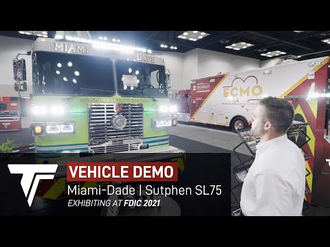 TOMAR demo of Sutphen SL 75 Aerial Ladder with Dual-Mode Warning/Scene LED Lights