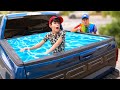 Jason and Alex Swim in Truck Pool Adventure