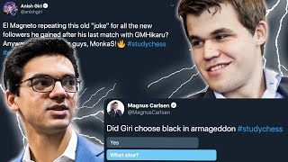 Magnus Carlsen & Anish Giri: Twitter & Chess Fights