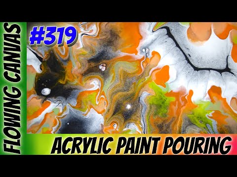 (319) Spiral Flower Airbrushed Acrylic Pour Fluid Art