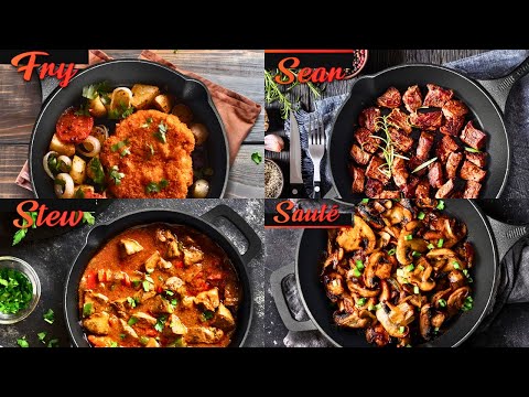 Mueller Frying Pan, Heavy Duty German Stone Coating Non Stick Frying Pans, No PFOA or APEO, Paella Pan, Dishwasher and Oven Safe, Even Heat Distribution, Cool Stainless Steel Handle, Light Grey video review thumbnail