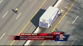 Multi-vehicle crash on Mass Pike in Framingham