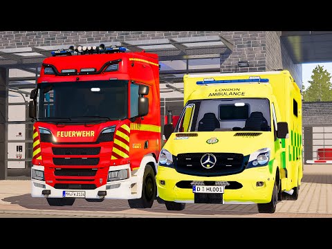 Emergency Call 112 – UK Ambulance & Swap Body Vehicle on Duty! 🚑🚛🔥 4K Ultra Realistic Simulation
