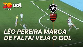 QUE PINTURA! LÉO PEREIRA COBRA FALTA NO ÂNGULO E FAZ O SEGUNDO GOL DO FLAMENGO CONTRA O BOTAFOGO!