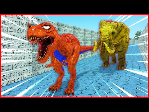 Zombie Mammoth Attacks Spider T-Rex run away in the Maze| Versuslife compilation