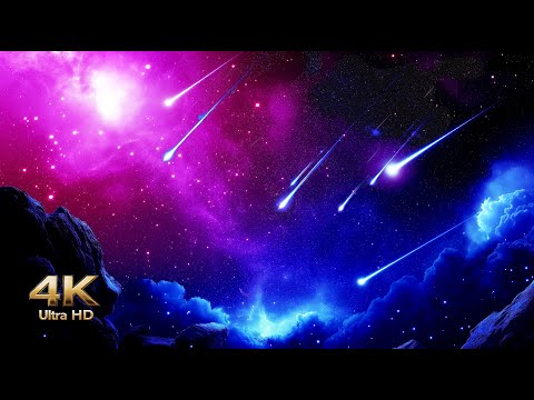 Shooting Stars & Falling Meteors | Relaxing 4K Night Sky with Soothing Music