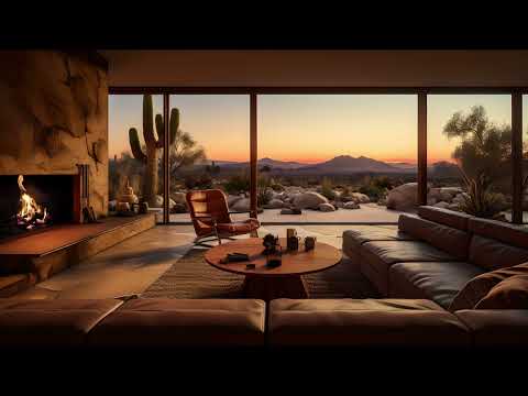 Joshua Tree Desert Ambience | Cozy Fireplace, Nature Sounds, Perfect for Reading & Sleep