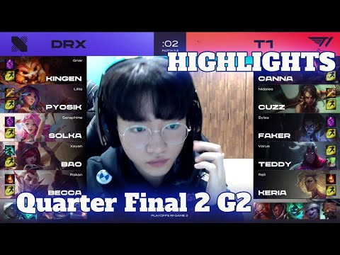 T1 vs DRX - Game 2 Highlights | Quarter Finals 2021 LCK Spring | T1 vs DRX G2