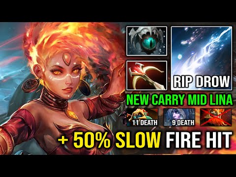 NEW CARRY MID LINA +50% Slow 9Min Boots Insane Crit Fire Attack EZ Deleted Drow Mid Dota 2